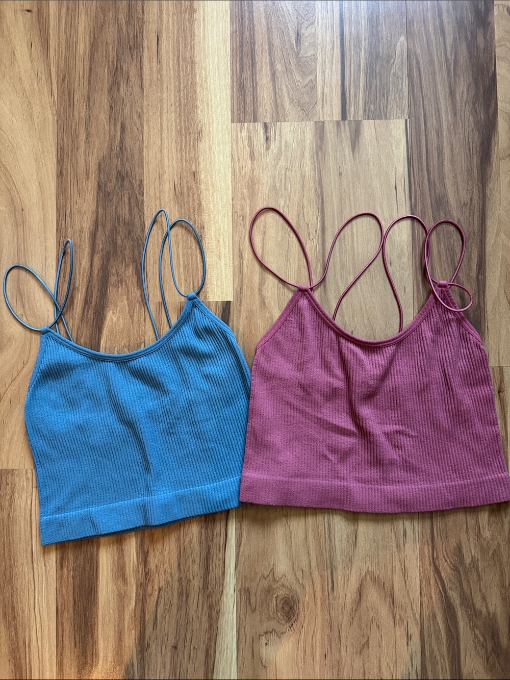 Forever 21 Ribbed Double-Strap Bandeau - Blue & Mauve